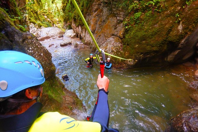 First canyoning in Grenoble in the Vercors - Slides, jumps, and the ten-meter rappel
