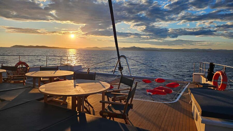 Hyères : Sunset Catamaran Cruise to Giens Peninsula - An hour at anchor facing La Badine Beach