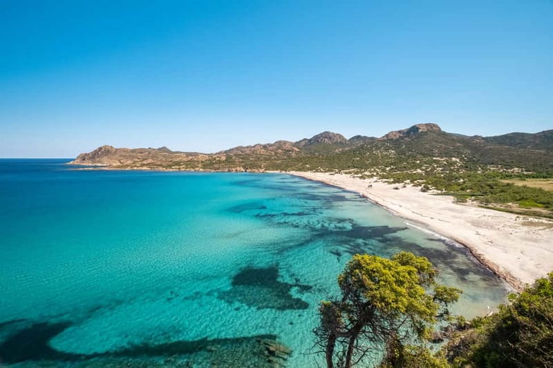 Ile Rousse: desert of the agriates : Saleccia - Ghignu - Leaving Île Rousse on the green boat