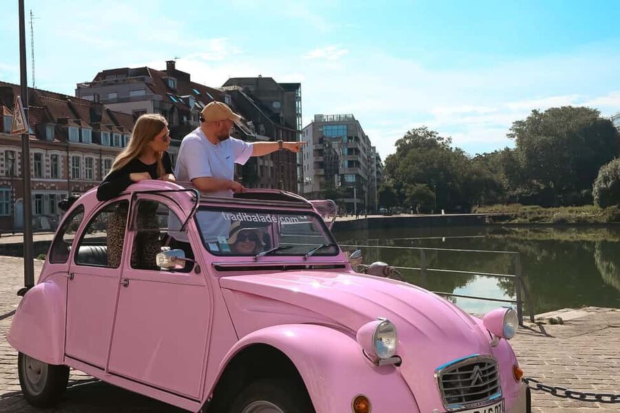 Lille Driving Tour by Convertible Citroen 2CV - Open roof, old upholstery, and changing weather