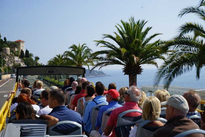 Nice Le Grand Tour Hop-on Hop-off Sightseeing Bus - Stops 2 and 5 frame the Promenade des Anglais