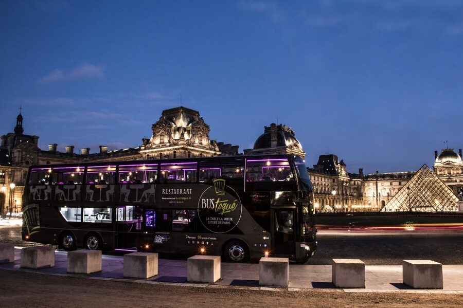 Paris: Bus Toqué Tour with 5-Course Dinner and Champagne - Five courses served as Paris passes by