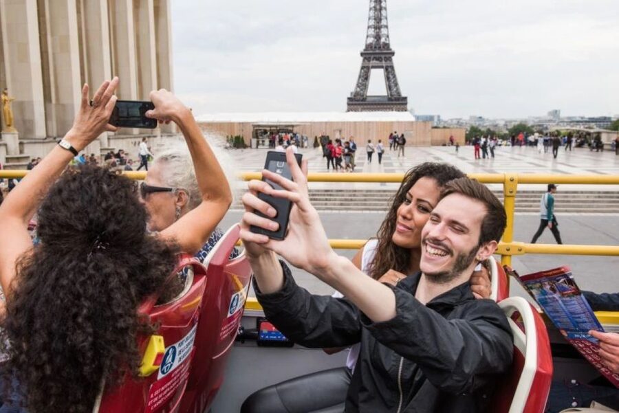 Paris: Eiffel Tower, Hop-On Hop-Off Bus, Seine River Cruise - Riding the open-top bus through Paris