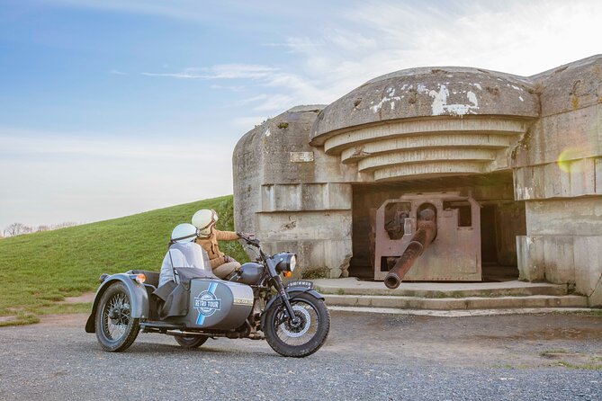 Private vintage sidecar tour of the D-Day Landing Beaches - Longues-sur-Mer gives you the German viewpoint